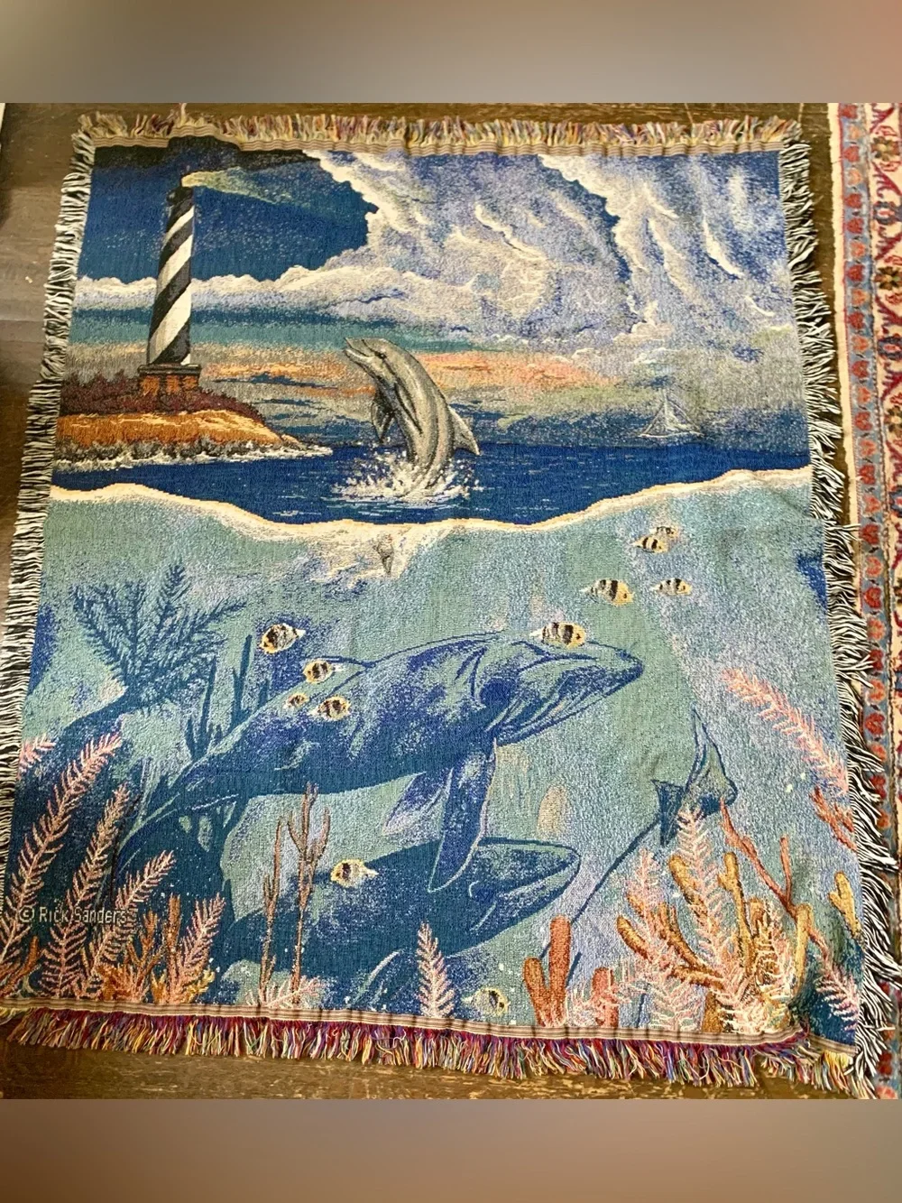 Blue Ocean Lighthouse Tapestry Wall Hanging